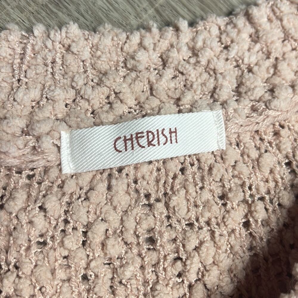 CHERISH Blush Pink Knit Teddy Short Sleeve Pullover Sweater - Picture 2 of 8